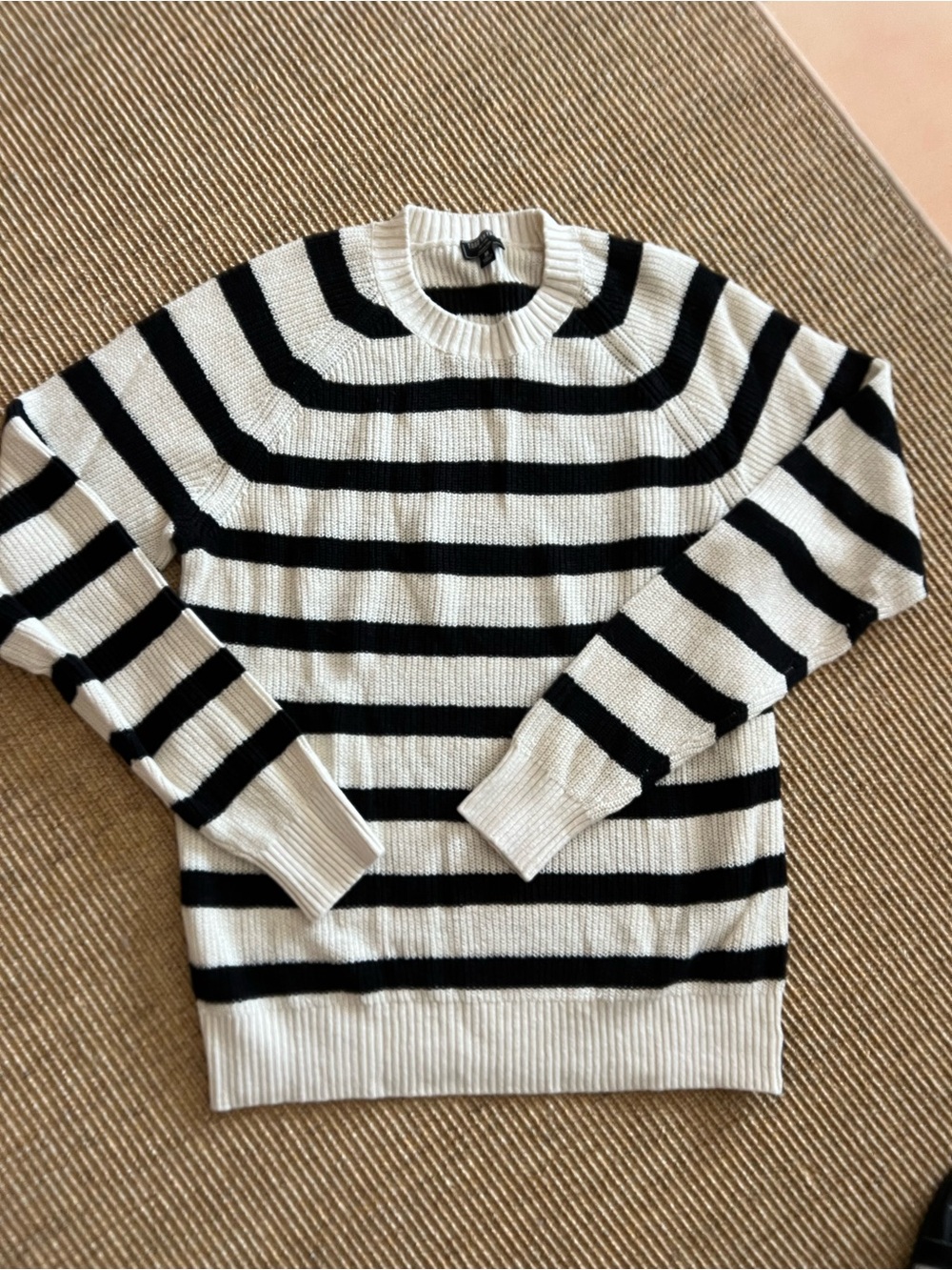Todd Snyder Black & Ivory Horizontal Stripe Crewneck Silk/Cotton Sweater